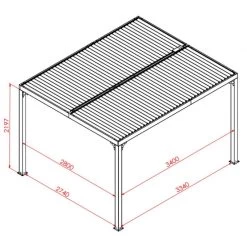 Pergola Bioclimatique Aluminium Anthracite 10,80m² Toit Avec Lames Ovales Aluminium + Rideau Gris Pour Côté 3m HABRITA -Boutique De Jardin pergola bioclimatique aluminium anthracite 1080m toit avec lames ovales aluminium rideau gris pour cote 3m habrita 4
