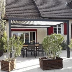 Pergola Bioclimatique Aluminium Anthracite 10,80m² + Toit Avec Lames Ovales écru HABRITA -Boutique De Jardin pergola bioclimatique aluminium anthracite 1080m toit avec lames ovales ecru habrita 4