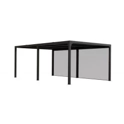 Pergola Bioclimatique Aluminium Anthracite 21,52m² + Toit Avec Lames Ovales + 2 Rideaux Pour Côté 5,98m HABRITA -Boutique De Jardin pergola bioclimatique aluminium anthracite 2152m toit avec lames ovales 2 rideaux pour cote 598m habrita 2