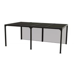 Pergola Bioclimatique Aluminium Anthracite 21,52m² + Toit Avec Lames Ovales + 2 Rideaux Pour Côté 5,98m HABRITA -Boutique De Jardin pergola bioclimatique aluminium anthracite 2152m toit avec lames ovales 2 rideaux pour cote 598m habrita 3