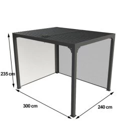 Pergola Bioclimatique Aluminium Anthracite 7,20m² Toit Avec Lames Ovales Aluminium + 2 Rideaux Gris Pour Les Côtés – HABRITA -Boutique De Jardin pergola bioclimatique aluminium anthracite 720m toit avec lames ovales aluminium 2 rideaux gris pour les cotes habrita 2