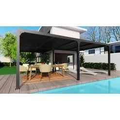 Pergola Bioclimatique Aluminium Anthracite XXL 32,63m² En « L » + Toit Avec Lames Ovales Aluminium HABRITA -Boutique De Jardin pergola bioclimatique aluminium anthracite xxl 3263m en l toit avec lames ovales aluminium habrita 2