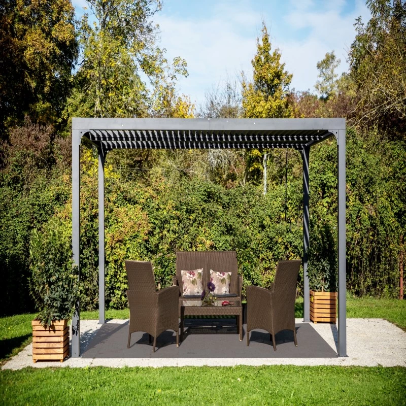 Pergola Bioclimatique Aluminium Anthracite 10,80m² + Toit Avec Lames Ovales Aluminium HABRITA 4 Pergola Bioclimatique Aluminium Anthracite 10,80m² + Toit Avec Lames Ovales Aluminium HABRITA – Image 2