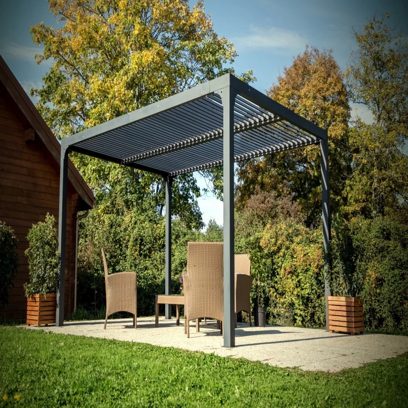 Pergola Bioclimatique Aluminium Anthracite 10,80m² + Toit Avec Lames Ovales Aluminium HABRITA 5 Pergola Bioclimatique Aluminium Anthracite 10,80m² + Toit Avec Lames Ovales Aluminium HABRITA – Image 3
