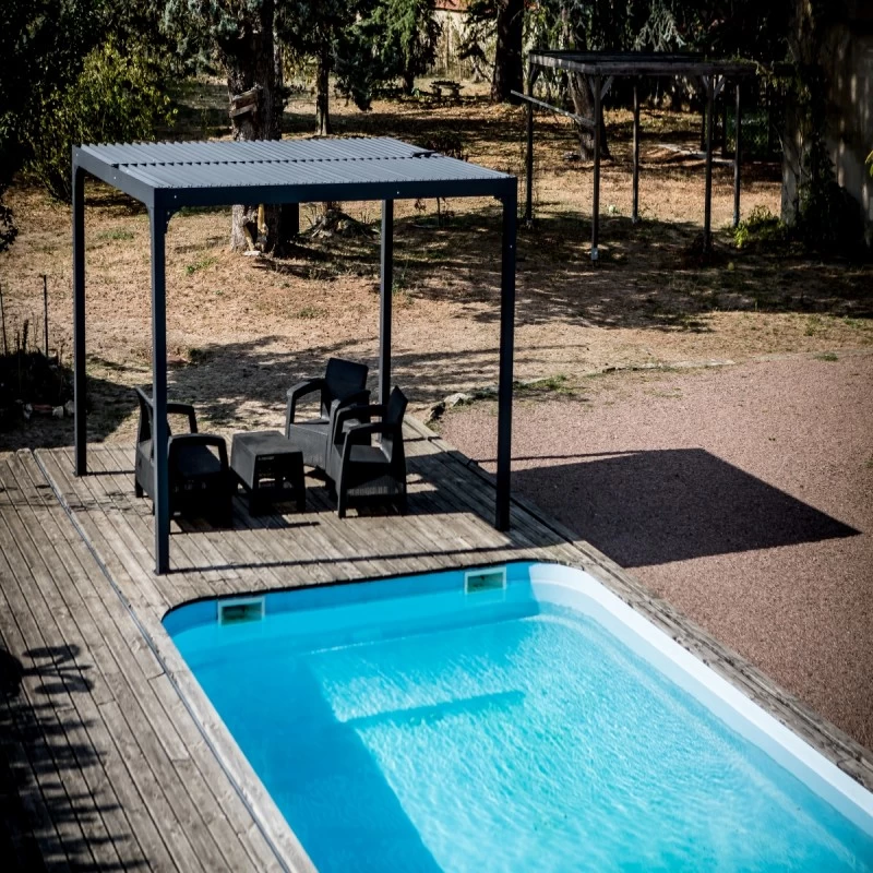 Pergola Bioclimatique Aluminium Anthracite 10,80m² + Toit Avec Lames Ovales Aluminium HABRITA 7 Pergola Bioclimatique Aluminium Anthracite 10,80m² + Toit Avec Lames Ovales Aluminium HABRITA – Image 5