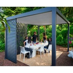 Pergola Bioclimatique Autoportante En Alu Anthracite - Lames Blanches - 3x4m Ombrea -Boutique De Jardin pergola bioclimatique autoportante en alu anthracite lames blanches 3x4m ombrea 2