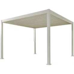 Pergola Bioclimatique Autoportante En Alu Blanc 3.6x3.6m Ombrea -Boutique De Jardin pergola bioclimatique autoportante en alu blanc 36x36m ombrea 5