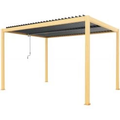 Pergola Bioclimatique Autoportante En Aluminium Aspect Bois 4x3m - X-METAL -Boutique De Jardin pergola bioclimatique autoportante en aluminium aspect bois 4x3m x metal 5