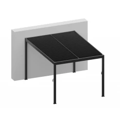 Pergola Bioclimatique En Aluminium Gris Anthracite 400x400cm Avec Lames Blanches ODIN - GardenGate