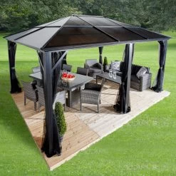Pergola De Jardin Meridien 365x485cm En Aluminium Anthracite Et Polycarbonate 8mm â SOJAG