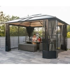 Pergola De Jardin Savino 423x363cm En Aluminium Anthracite Et Polycarbonate 8mm – SOJAG -Boutique De Jardin pergola de jardin savino en aluminium anthracite et polycarbonate 8mm sojag 4