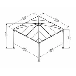 Pérgola De Aluminio Y Policarbonato 360x360cm Palermo™ 3600 - Canopia -Boutique De Jardin pergola en aluminium et polycarbonate 360x360cm palermo 3600 canopia 2