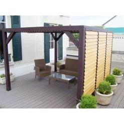 Pergola En Bois Avec Ventelles Amovibles Sur Toiture + 1 Côté 340x360x217cm Veneto -Boutique De Jardin pergola en bois avec ventelles amovibles sur toiture 1 cote 339x360x217cm veneto 5