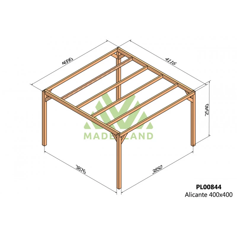 Pergola En Bois Lamellé-collé 400x400cm Alicante – Maderland 4 Pergola En Bois Lamellé-collé 400x400cm Alicante – Maderland – Image 2