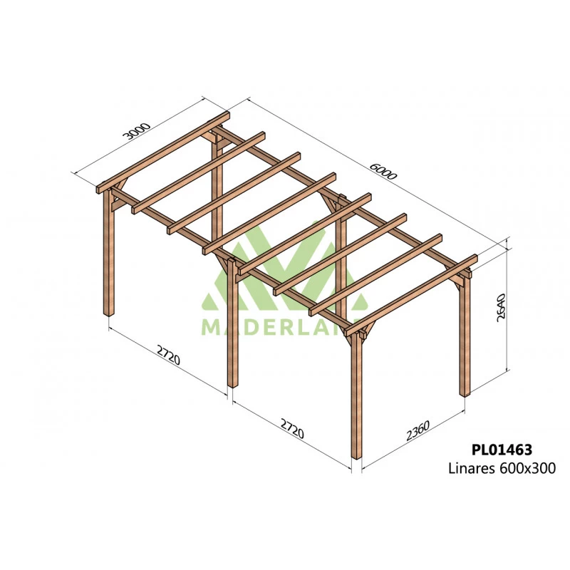Pergola En Bois Lamellé-collé 600x300cm Linares – Maderland 4 Pergola En Bois Lamellé-collé 600x300cm Linares – Maderland – Image 2