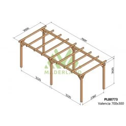 Pergola En Bois Lamellé-collé 700x300cm Valencia – Maderland -Boutique De Jardin pergola en bois lamelle colle 700x300cm valencia maderland 1