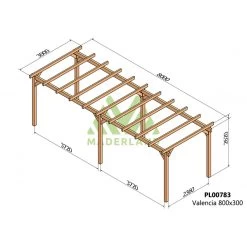 Pergola En Bois Lamellé-collé 800x300cm Valencia – Maderland -Boutique De Jardin pergola en bois lamelle colle 800x300cm valencia maderland 1