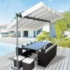 Pergola Marquise En Acier Anthracite 9m² Toile Pivotante Extensible En Polyester 200gr/m² écru - HABRITA -Boutique De Jardin pergola marquise en acier anthracite 9m toile pivotante extensible en polyester 200grm ecru habrita