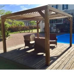 Pergola THERMAUVENT 10,67m² Toit Avec Ventelles Mobiles HABRITA -Boutique De Jardin pergola thermauvent 1067m en bois avec vantelles sur le toit habrita 5