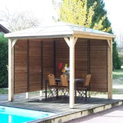 Pool House Blueterm 12,32m² Bois Thermo Chauffé + 2 Parois HABRITA -Boutique De Jardin pool house en bois thermo traite 1232m blueterm 2 parois avec ventelles mobiles habrita 3