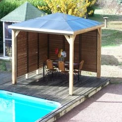 Pool House Blueterm 12,32m² Bois Thermo Chauffé + 2 Parois HABRITA -Boutique De Jardin pool house en bois thermo traite 1232m blueterm 2 parois avec ventelles mobiles habrita 4