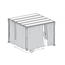 Rideaux En Polyester Gris Pour Pergolas Palermo 3000/3500/3600 + Milano 3000 + Martinique 3600 - Palram - Canopia -Boutique De Jardin rideaux en polyester gris pour pergola palermo 3000 palram 3