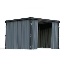 Rideaux En Polyester Gris Pour Pergolas Palermo 3000/3500/3600 + Milano 3000 + Martinique 3600 - Palram - Canopia -Boutique De Jardin rideaux en polyester gris pour pergola palermo 3000 palram 4