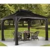 Rideaux Occultants En Polyester Gris Pour Pergolas Messina Et Mykonos 10x12 - SOJAG -Boutique De Jardin rideaux occultants en polyester gris pour pergola messina 10x12 sojag