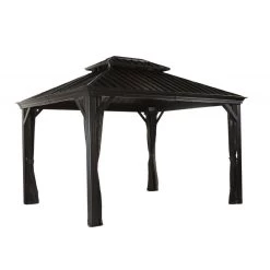 Rideaux Occultants En Polyester Gris Pour Pergolas Messina Et Mykonos 10x12 - SOJAG -Boutique De Jardin rideaux occultants en polyester gris pour pergola messina 10x12 sojag 1 2