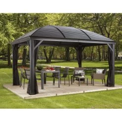 Rideaux Occultants En Polyester Gris Pour Pergolas Moreno 3x4 Et Mykonos 10x14 - SOJAG -Boutique De Jardin rideaux occultants en polyester gris pour pergola mykonos 10x14 sojag 1 5