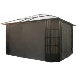 Rideaux Occultants En Polyester Gris Pour Pergola Savino 12x14 - SOJAG