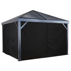 Rideaux Occultants En Polyester Gris Pour Pergola South Beach 12x12 - SOJAG