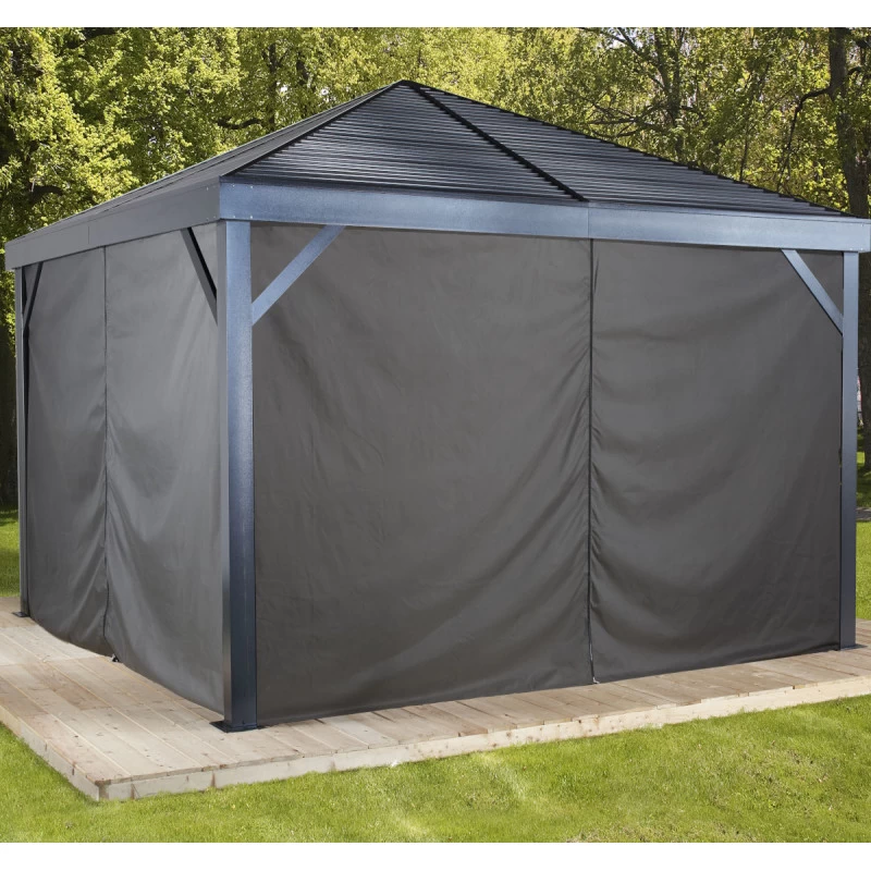 Rideaux Occultants En Polyester Gris Pour Pergola South Beach 12x12 - SOJAG 4 Rideaux Occultants En Polyester Gris Pour Pergola South Beach 12x12 - SOJAG – Image 2