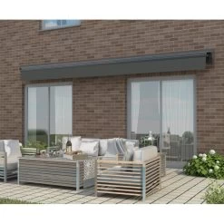 Store Banne Motorisé 295x200cm DECO Toile Polyester Grise - X-METAL -Boutique De Jardin store banne motorise 295x200cm deco toile polyester grise x metal 4