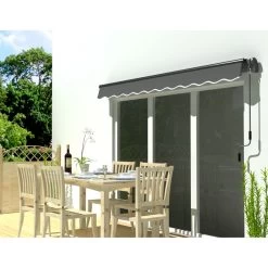 Store Banne Motorisé 350x250cm EASY Toile Polyester Grise - X-METAL -Boutique De Jardin store banne motorise 350x250cm easy toile polyester grise x metal 5