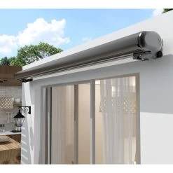 Store Banne Motorisé 500x300cm LUXO Toile Polyester Grise - X-METAL -Boutique De Jardin store banne motorise 500x300cm luxo toile polyester grise x metal 3