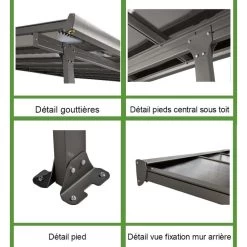 Toit De Terrasse 12,83m² Aluminium Anthracite Et Polycarbonate Habrita -Boutique De Jardin toit de terrasse 1283m aluminium anthracite et polycarbonate habrita 2