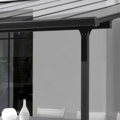 Toit De Terrasse 12,83m² Aluminium Anthracite Et Polycarbonate Habrita -Boutique De Jardin toit de terrasse 1283m aluminium anthracite et polycarbonate habrita 3