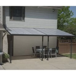 Toit De Terrasse 300x610cm En Aluminium Gris Et Polycarbonate 8mm FERIA - Canopia By Palram -Boutique De Jardin toit de terrasse 300x610cm en aluminium gris et polycarbonate 8mm feria palram 3