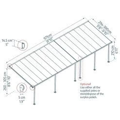Toit De Terrasse 300x971cm En Aluminium Gris Et Polycarbonate 8mm FERIA - Canopia By Palram -Boutique De Jardin toit de terrasse 300x971cm en aluminium gris et polycarbonate 8mm feria palram 2