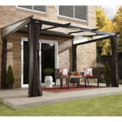 Tonnelle Adossée Budapest 364x288cm En Aluminium Avec Toit Rétractable - SOJAG -Boutique De Jardin tonnelle adossee budapest 364x288cm en aluminium avec toit retractable sojag 4