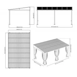 Tonnelle Adossée Portland 484x298cm En Aluminium Et Acier Galvanisé - SOJAG -Boutique De Jardin tonnelle adossee portland 484x298cm en aluminium et acier galvanise sojag 4