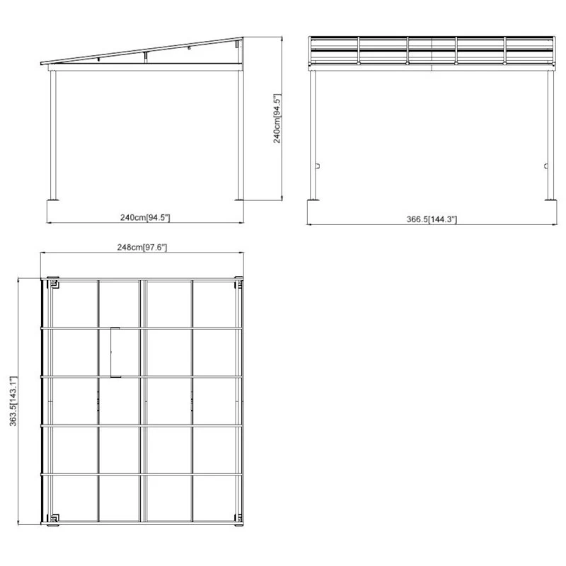 Tonnelle Adossée St. Barth 363x248cm En Aluminium Et Polycarbonate 8mm - SOJAG 6 Tonnelle Adossée St. Barth 363x248cm En Aluminium Et Polycarbonate 8mm - SOJAG – Image 4