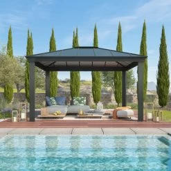 Tonnelle Dallas 4300 En Aluminium Et Polycarbonate Isolant Avec éclairage – Palram - Canopia -Boutique De Jardin tonnelle dallas 4300 en aluminium et polycarbonate isolant avec eclairage palram 3