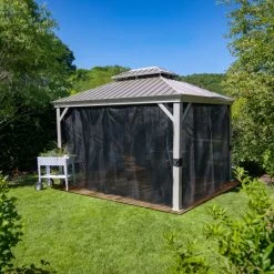 Tonnelle De Jardin Messina 298x363cm En Aluminium Thermolaqué Champagne– SOJAG -Boutique De Jardin tonnelle de jardin messina 298x363cm en aluminium thermolaque champagne sojag 2