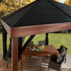 Tonnelle De Jardin Valencia 363x363cm En Aluminium Aspect Bois – SOJAG -Boutique De Jardin tonnelle de jardin valencia 363x363cm en aluminium aspect bois sojag 3