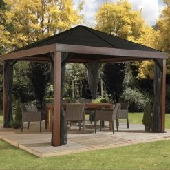 Tonnelle De Jardin Valencia 363x363cm En Aluminium Aspect Bois – SOJAG -Boutique De Jardin tonnelle de jardin valencia 363x363cm en aluminium aspect bois sojag 4