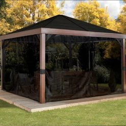 Tonnelle De Jardin Valencia 363x363cm En Aluminium Aspect Bois – SOJAG -Boutique De Jardin tonnelle de jardin valencia 363x363cm en aluminium aspect bois sojag 5