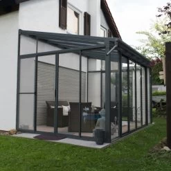 Véranda 300x425cm En Alu Gris Et Polycarbonate 8mm Sanremo - Palram - Canopia -Boutique De Jardin veranda 300x425cm en alu gris et polycarbonate 8mm sanremo palram 2