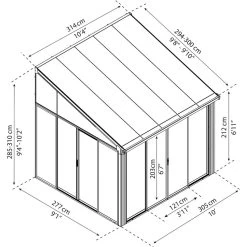 Véranda 300x305cm En Aluminium Blanc Et Polycarbonate 8mm Sanremo - Canopia By Palram -Boutique De Jardin veranda 300x425cm en aluminium blanc et polycarbonate 8mm sanremo palram canopia 2